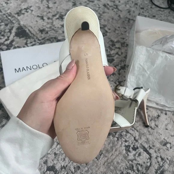 Manolo sandals size 41/11 in white.Perfect condition-comes with box and dust bag